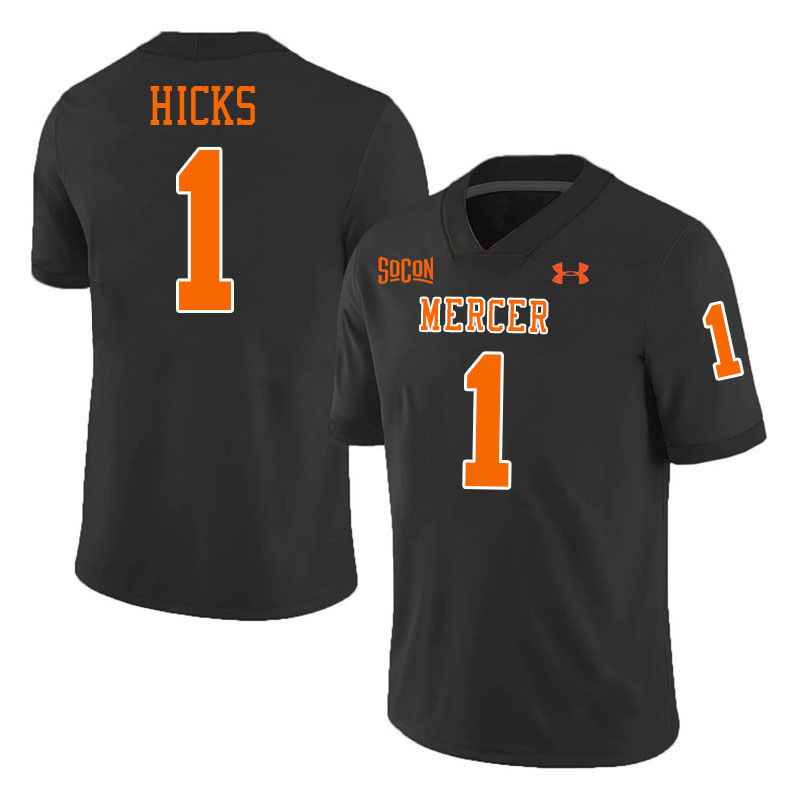 Mercer Bears #1 Dan Hicks College Football Jerseys,Uniforms Stitched-Black